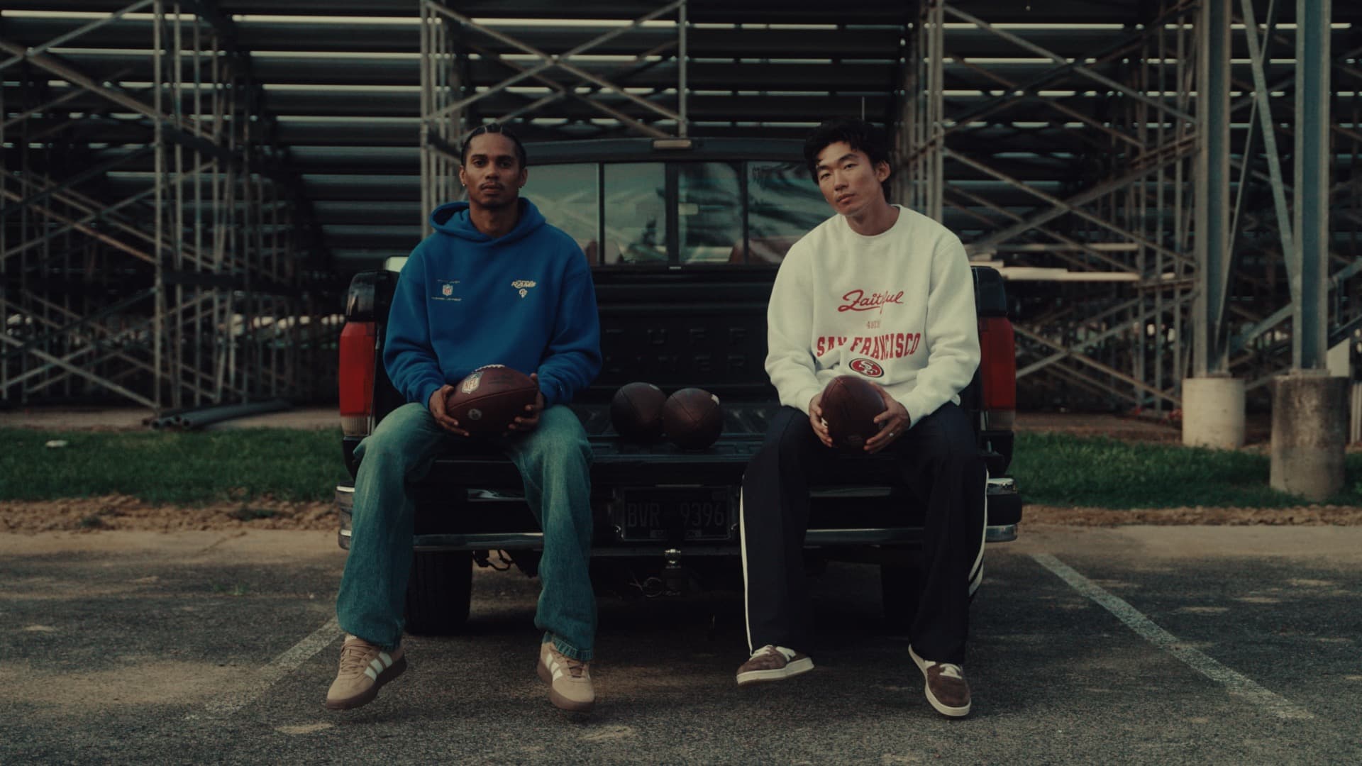 Film frame from the NFL campaign for Nana Judy