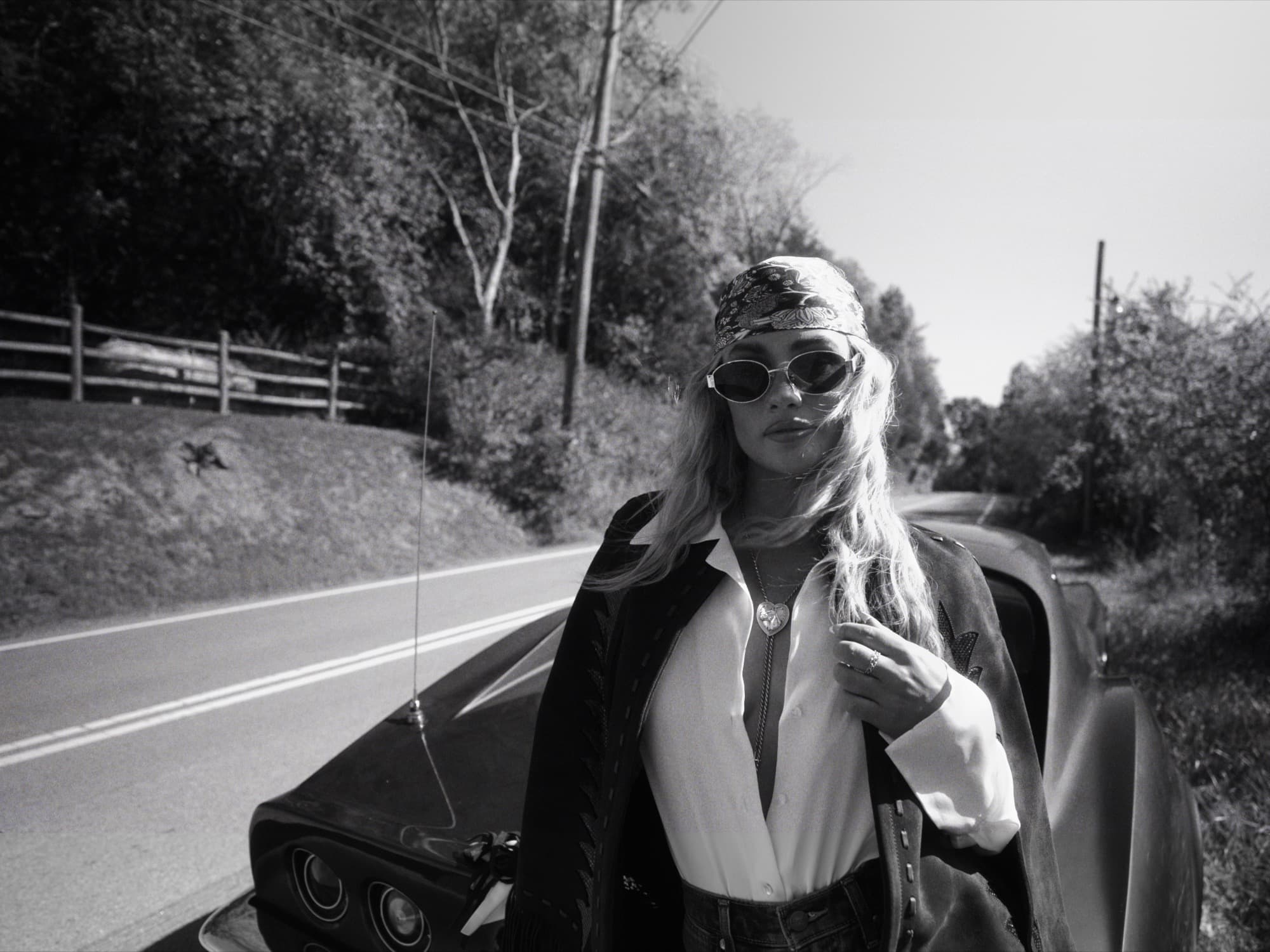 Black-and-white Western & Co. campaign film detail